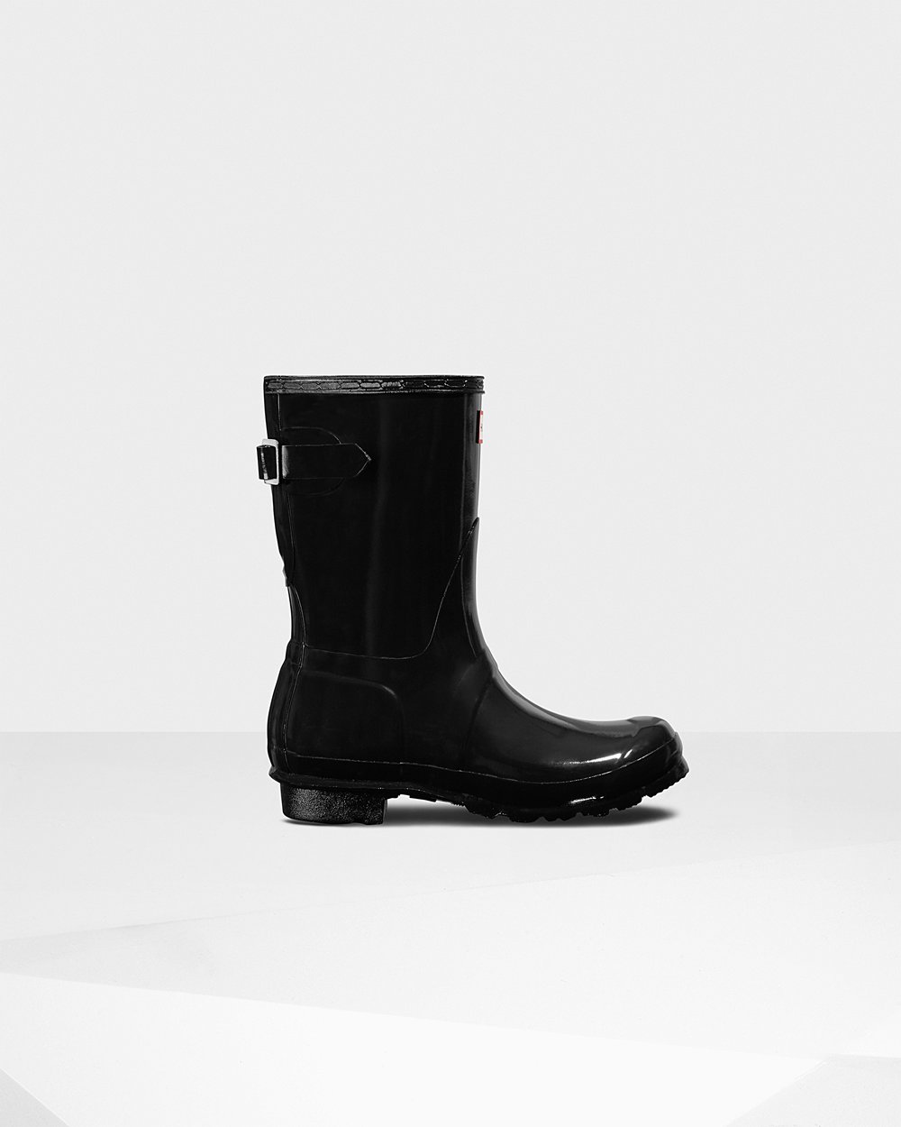 Hunter Mujer Original Back Adjustable Gloss - Botas de Lluvia Negras - 794-UNBGPL